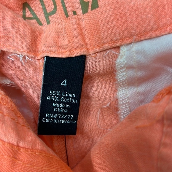 65. APT. 9 Linen shorts, Orange colored, 4 pockets Has slits on sides,  size 4 - Picture 6 of 9